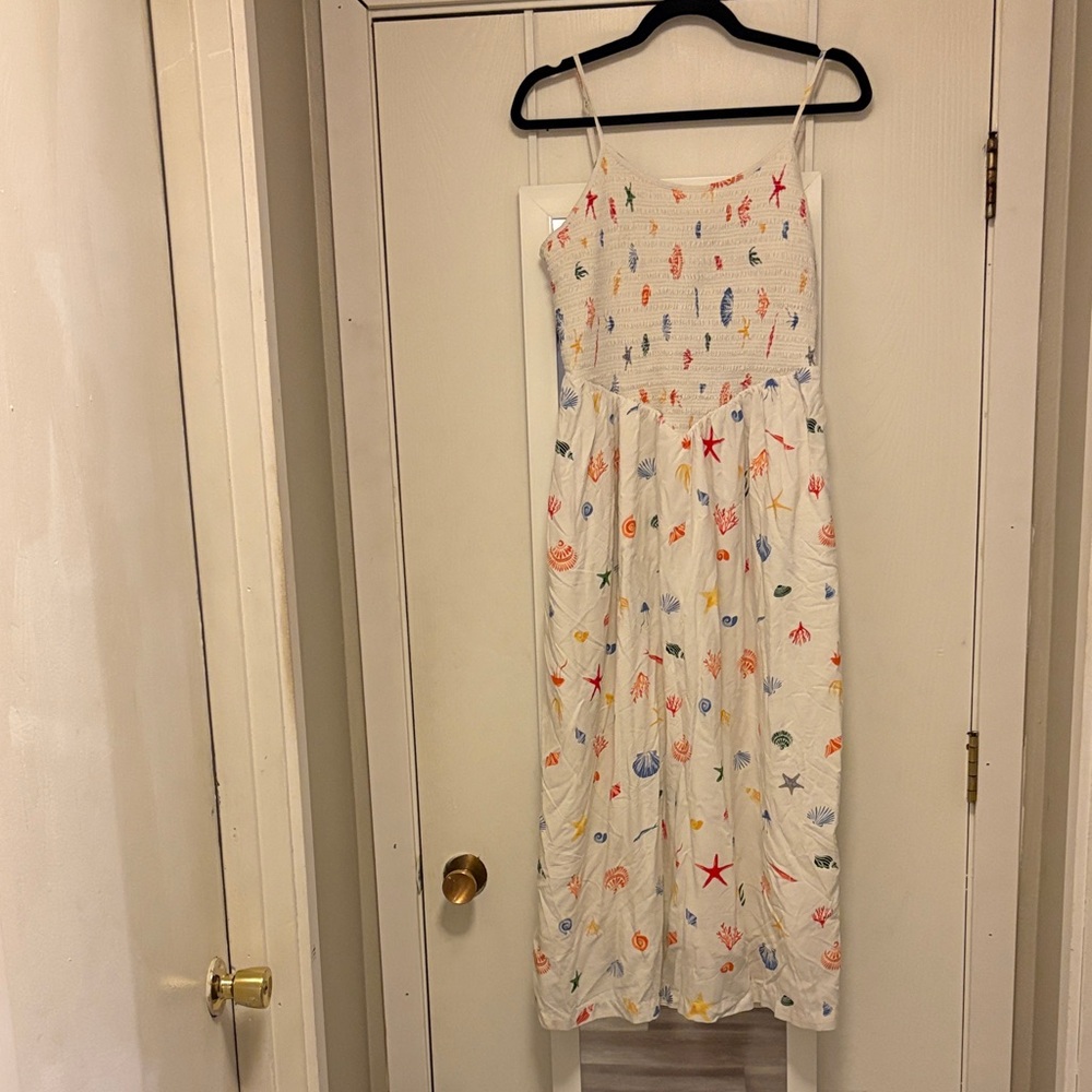 Colorful Seashell Print Midi Dress